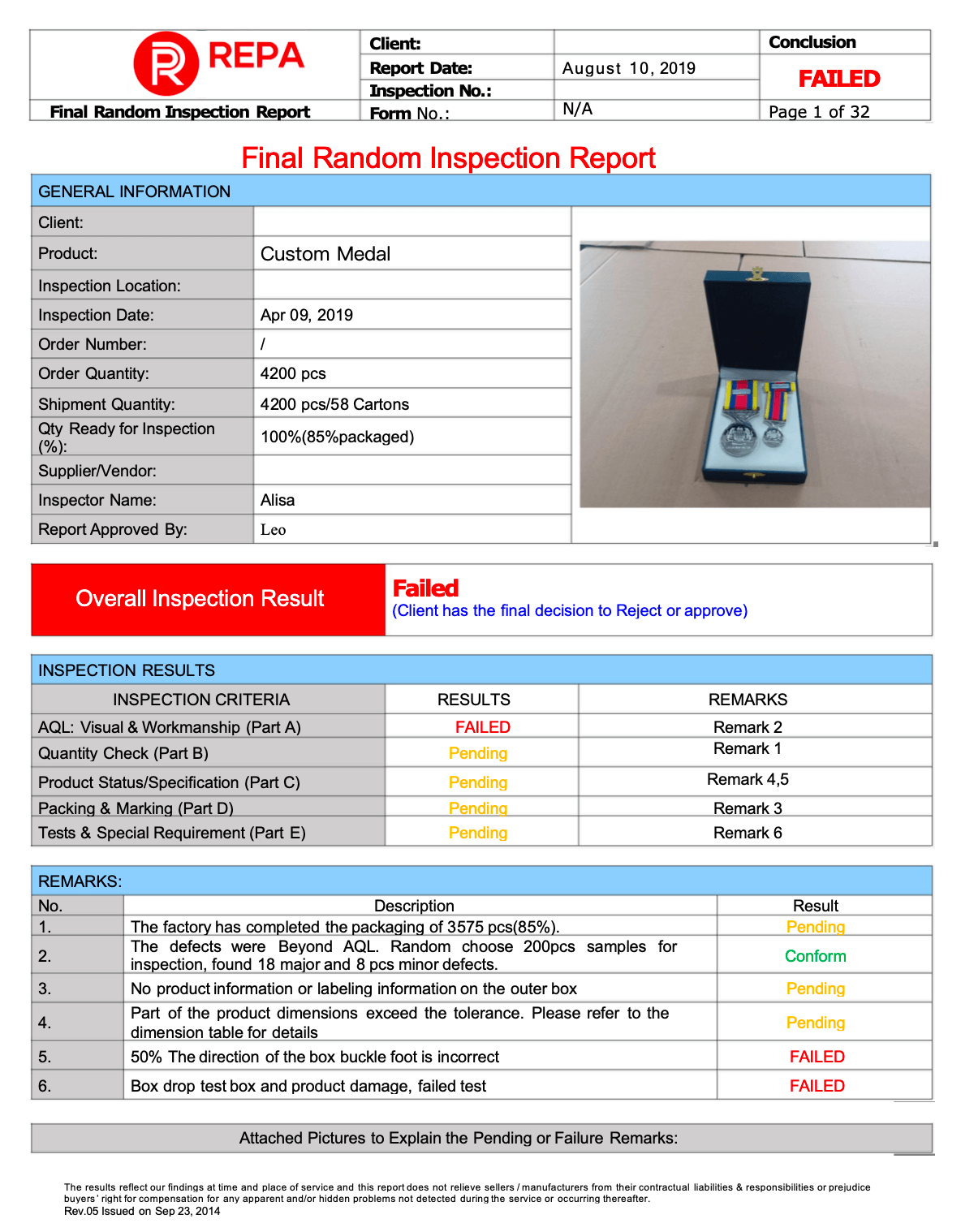 Final Random Inspection Report Preview