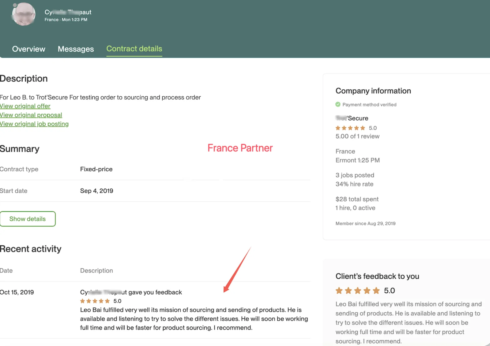 Client Chat Screenshot