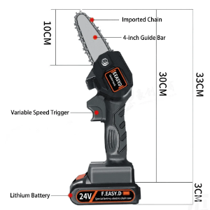 etailed diagram of a portable chainsaw